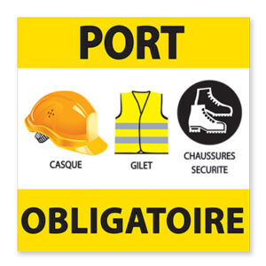 Panneau de Chantier - Panneau Port Obligatoire : Casque, Gilet et Chaussures de Sécurité
