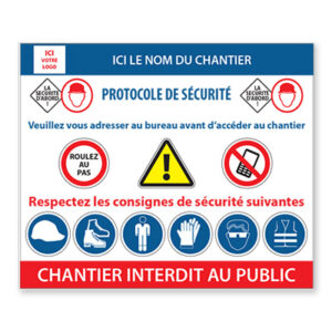 Panneau de chantier personnalisé "Protocole de Sécurité"