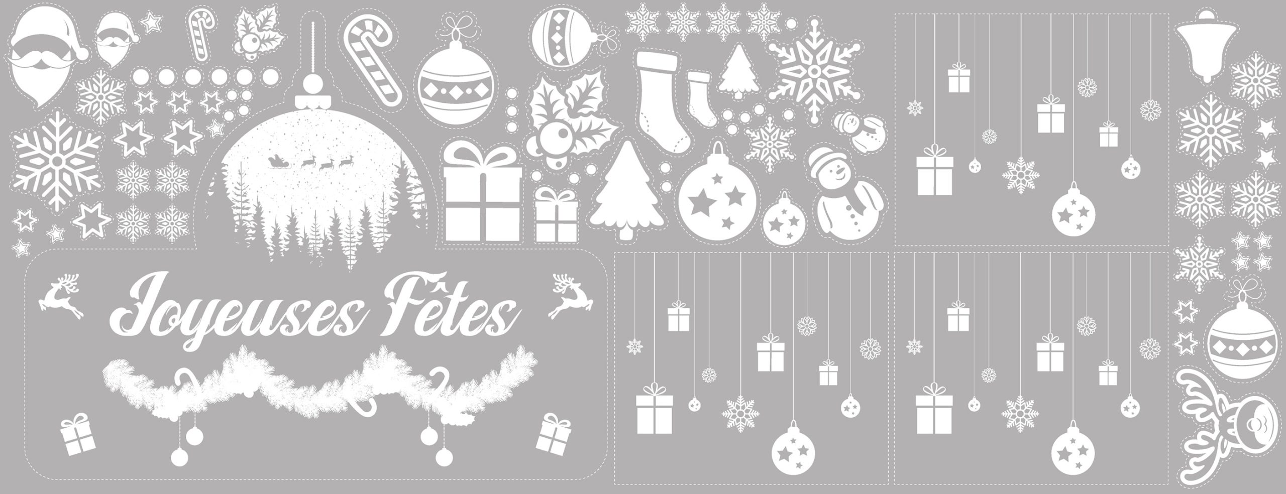 Planche vitrophanie pour vitrine de Fêtes
