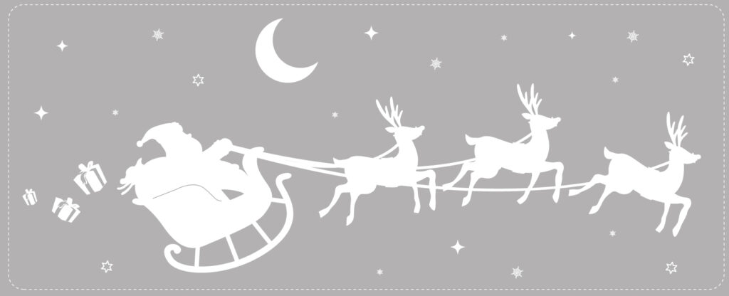 Décoration pour vitrine : Père Noël et son traineau
