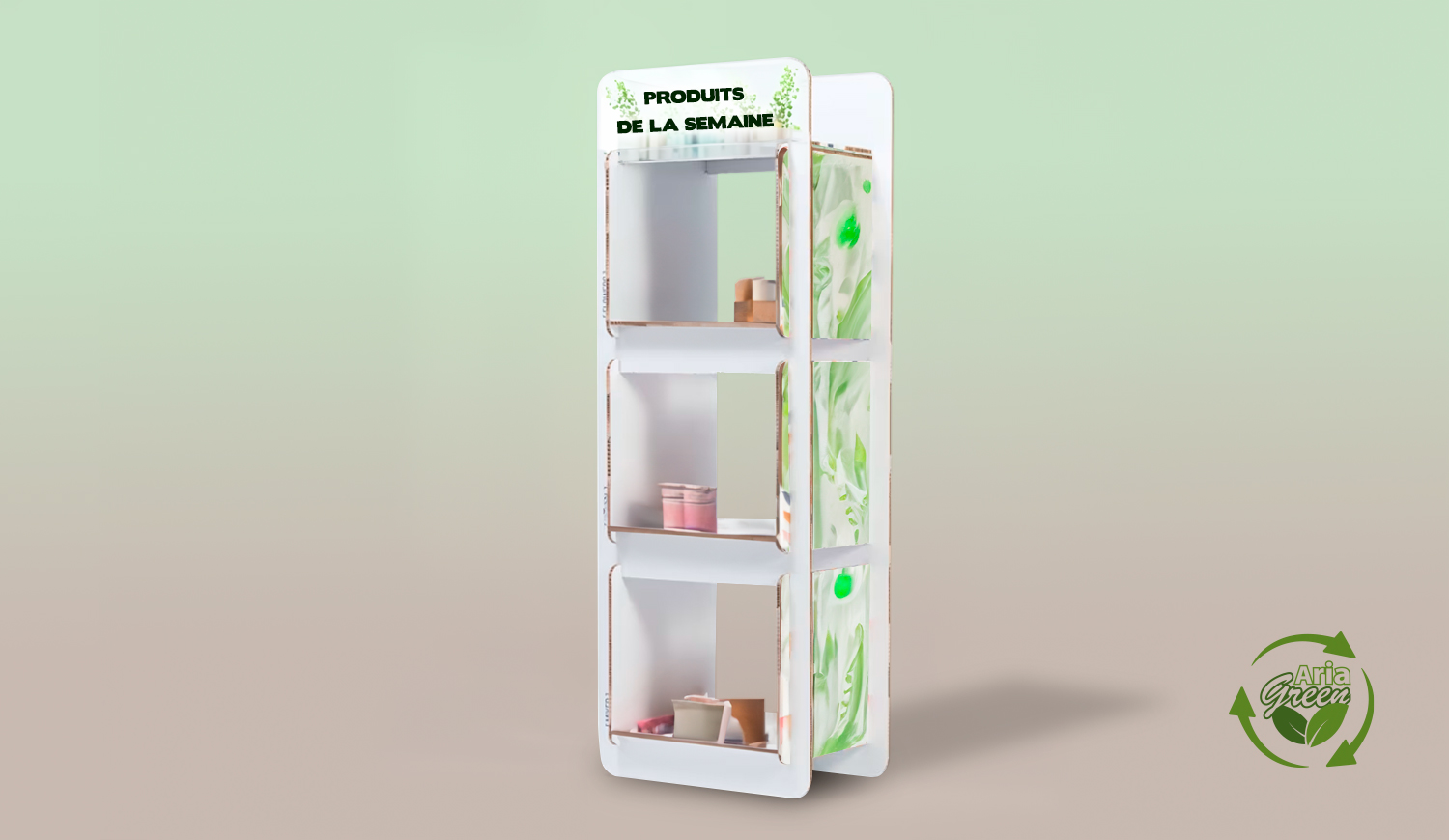 Meuble avec étagères en carton recyclé et recyclable