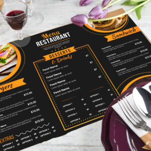 Set de Table personnalisé pour les restaurant - Menu et carte