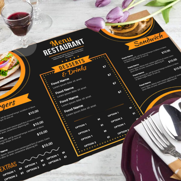 Set de Table personnalisé pour les restaurant - Menu et carte