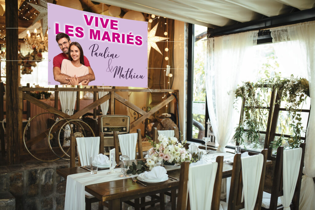 Banderole personnalisée pour décorer les salles de mariage