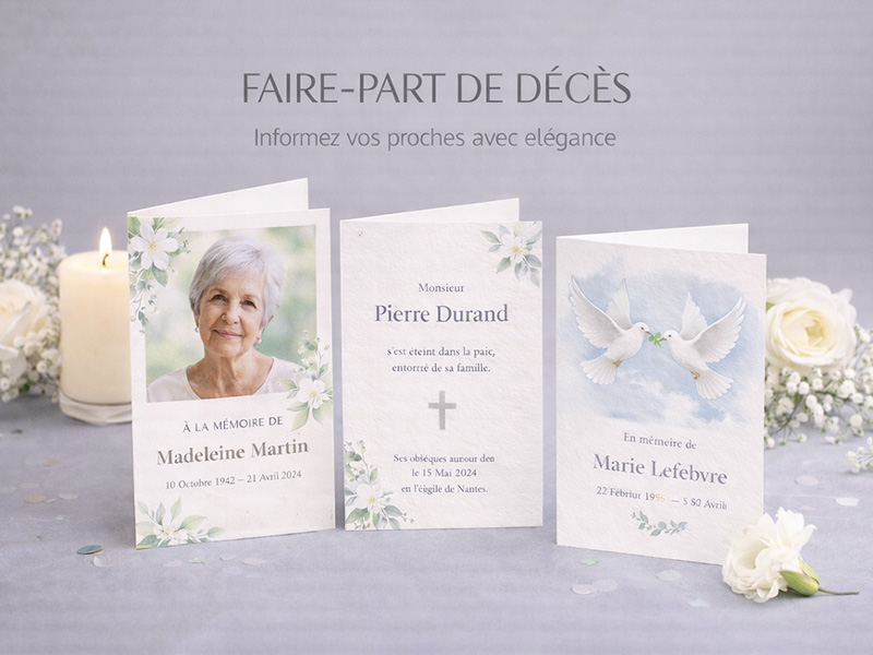 Impression de faire-part personnalisé pour vos évènements obsèques et décès