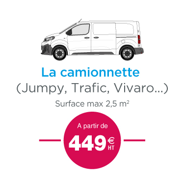 Tarif marquage camionnette en lettrage adhésif à partir de 449€ HT