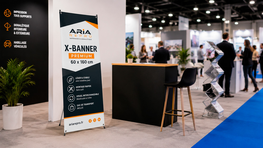 X-Banner Premium 60x160 cm personnalisé pour salon et forum des associations